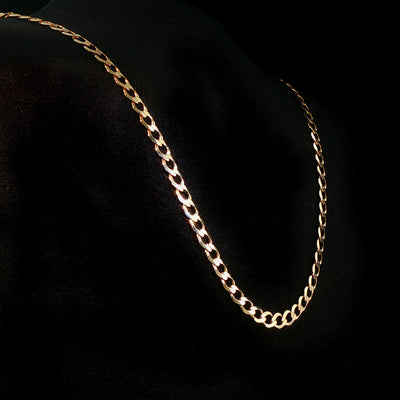 Vintage Filed Curb Link Chain Necklace Weighing 14g in 9ct Yellow Gold