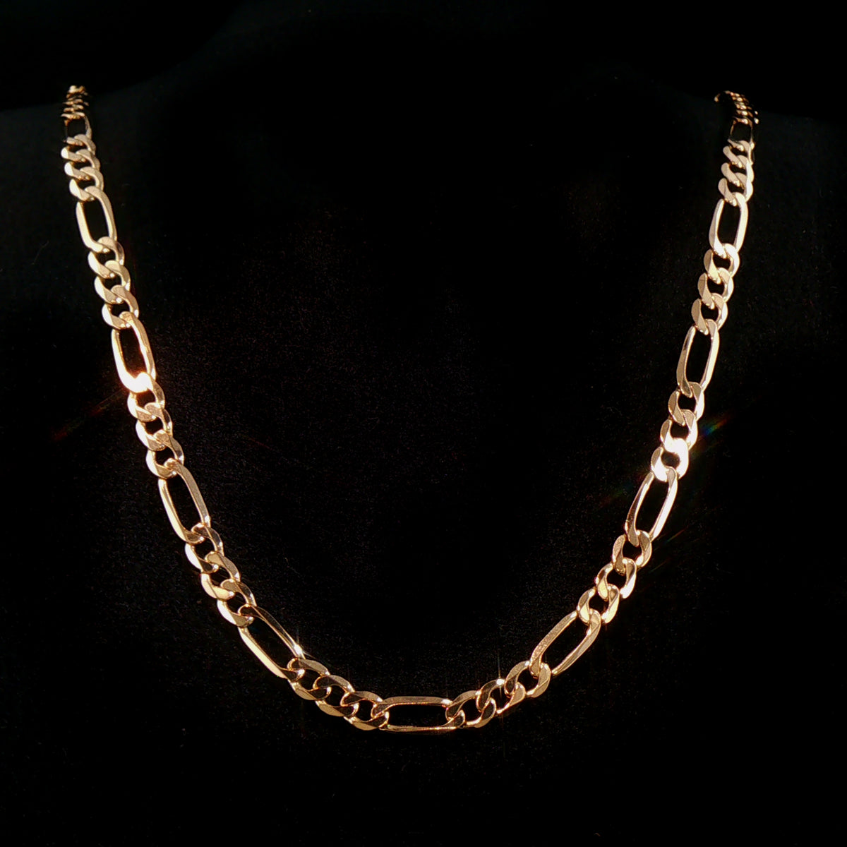 Vintage Filed Curb Chain Necklace in 9ct Yellow Gold