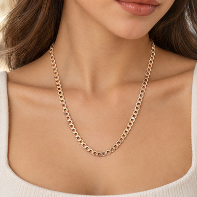 Vintage Filed Curb Chain Necklace Weighing 10g in 9ct Yellow Gold