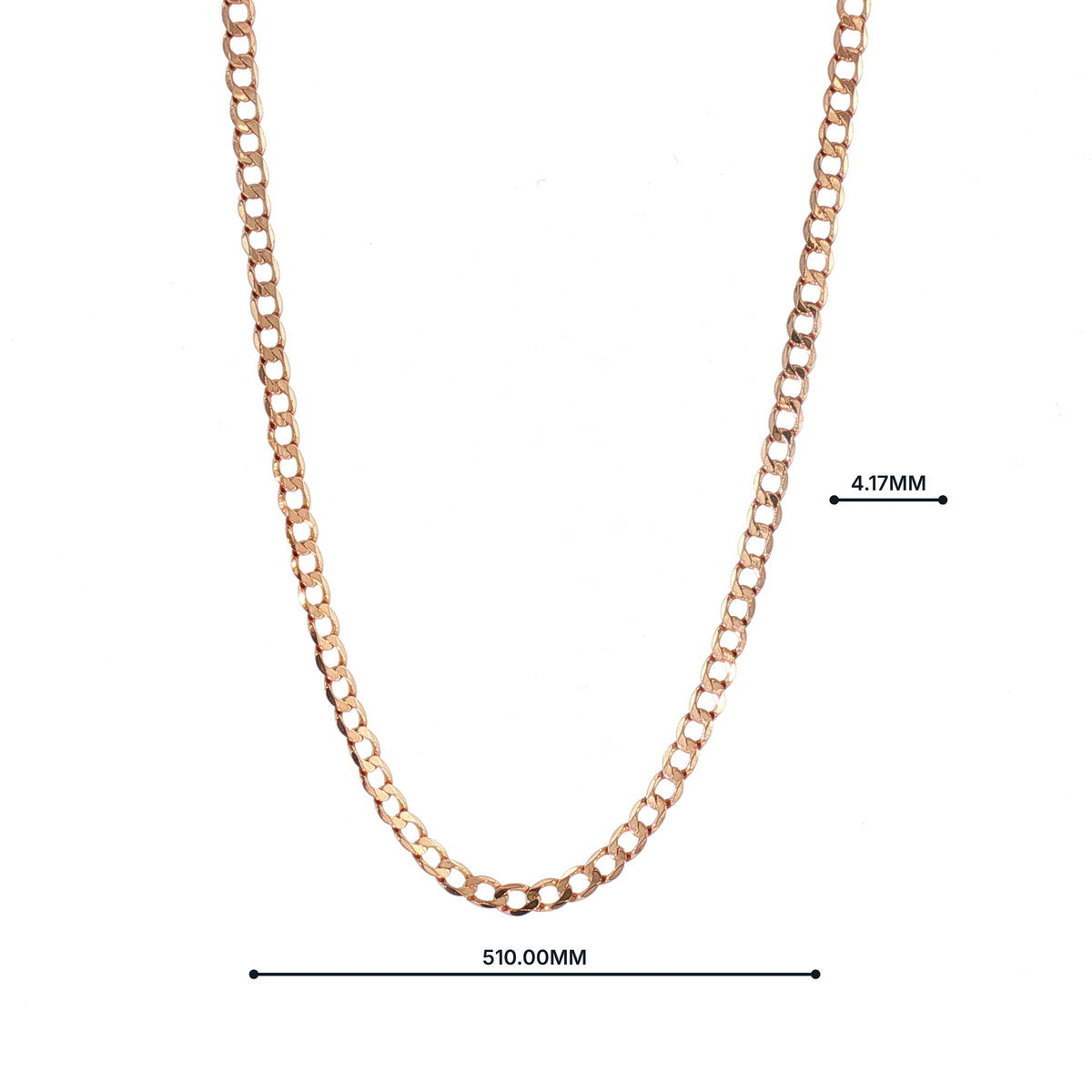 Vintage Filed Curb Chain Necklace Weighing 10g in 9ct Yellow Gold