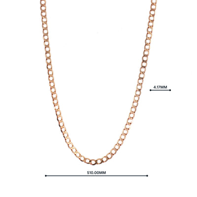 Vintage Filed Curb Chain Necklace Weighing 10g in 9ct Yellow Gold