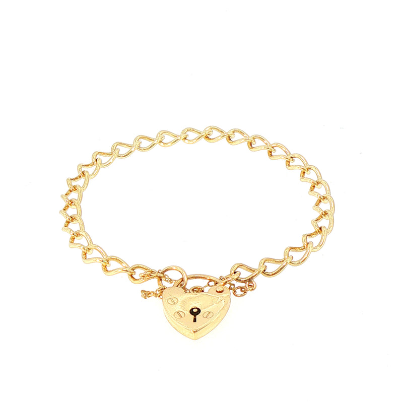 Vintage Curb Bracelet with Padlock Weighing 9.5g in 9ct Yellow Gold