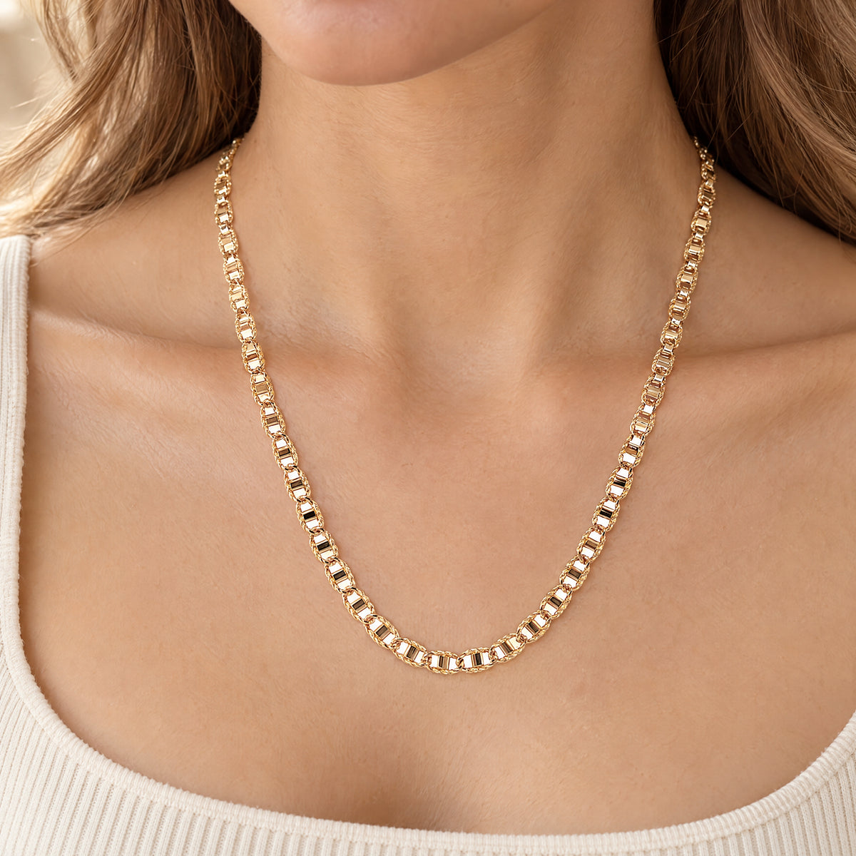 Twisted Rope Anchor Chain Necklace in 9ct Yellow Gold