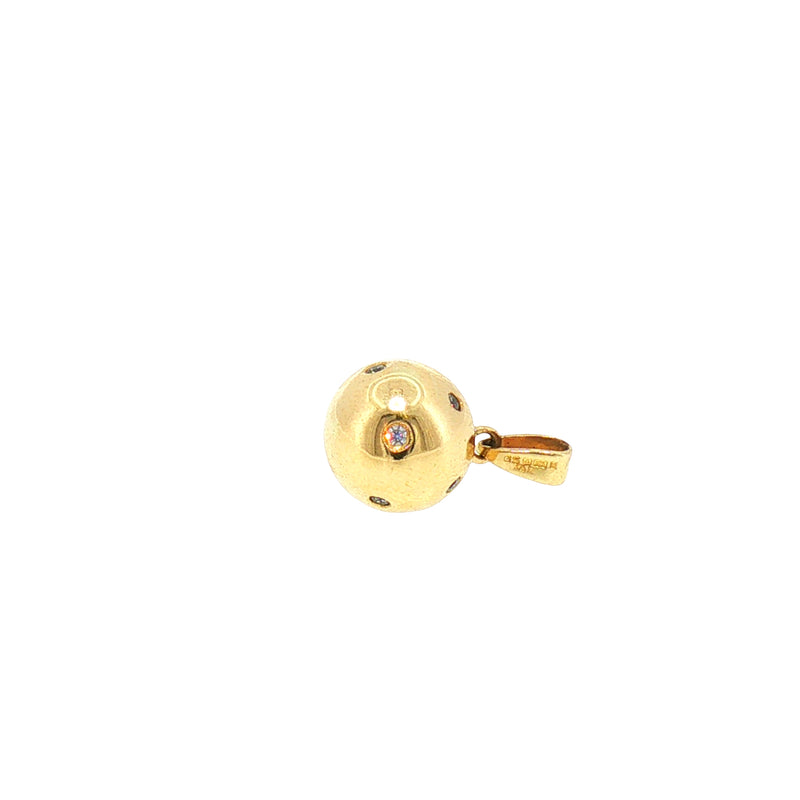 Vintage 2.2g Flush-Set Natural Diamond Sphere Pendant in 9ct Yellow Gold