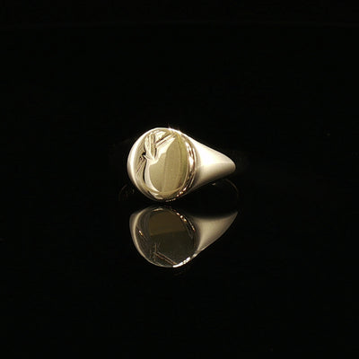 Engraved Vintage Oval Signet Ring in 9ct Yellow Gold