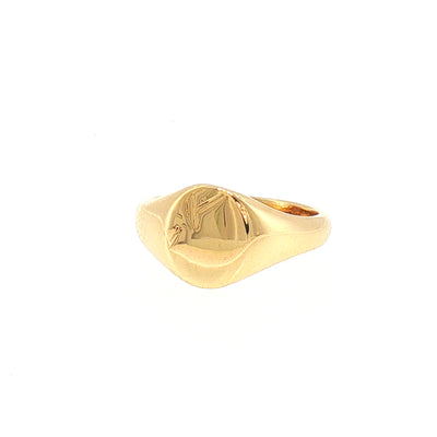 Engraved Vintage Oval Signet Ring in 9ct Yellow Gold
