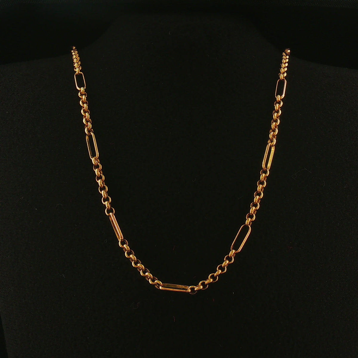 Vintage Oval Belcher Link Chain Necklace in 9ct Yellow Gold