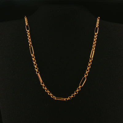 Vintage Oval Belcher Link Chain Necklace in 9ct Yellow Gold