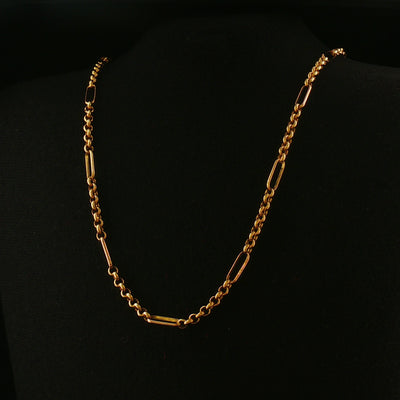 Vintage Oval Belcher Link Chain Necklace in 9ct Yellow Gold