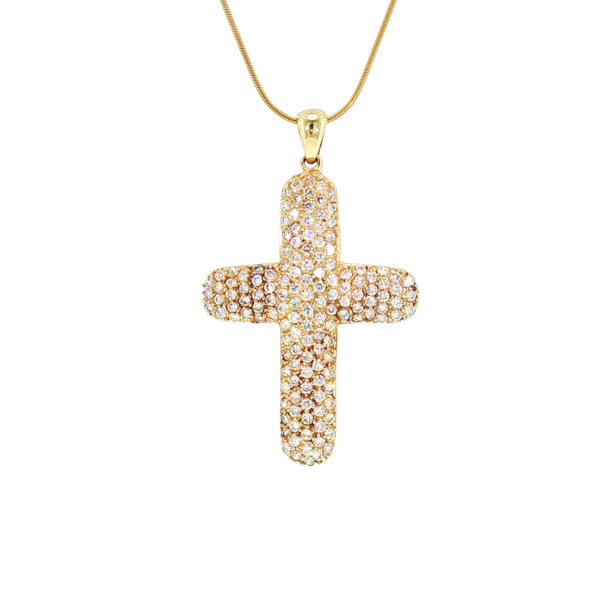 Large Vintage Cross with Cubic Zirconia in 9ct Yellow Gold