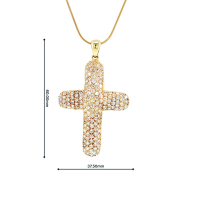 Large Vintage Cross with Cubic Zirconia in 9ct Yellow Gold