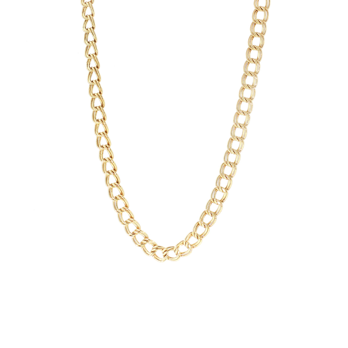 Vintage 16" Double Flat Wire Curb Chain in 9ct Yellow Gold