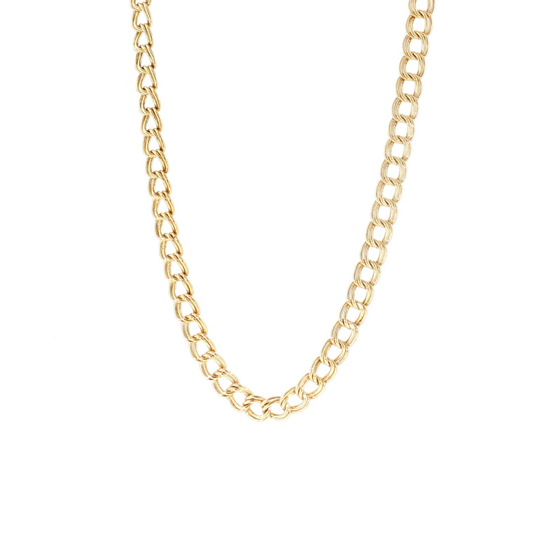 Vintage 16" Double Flat Wire Curb Chain in 9ct Yellow Gold