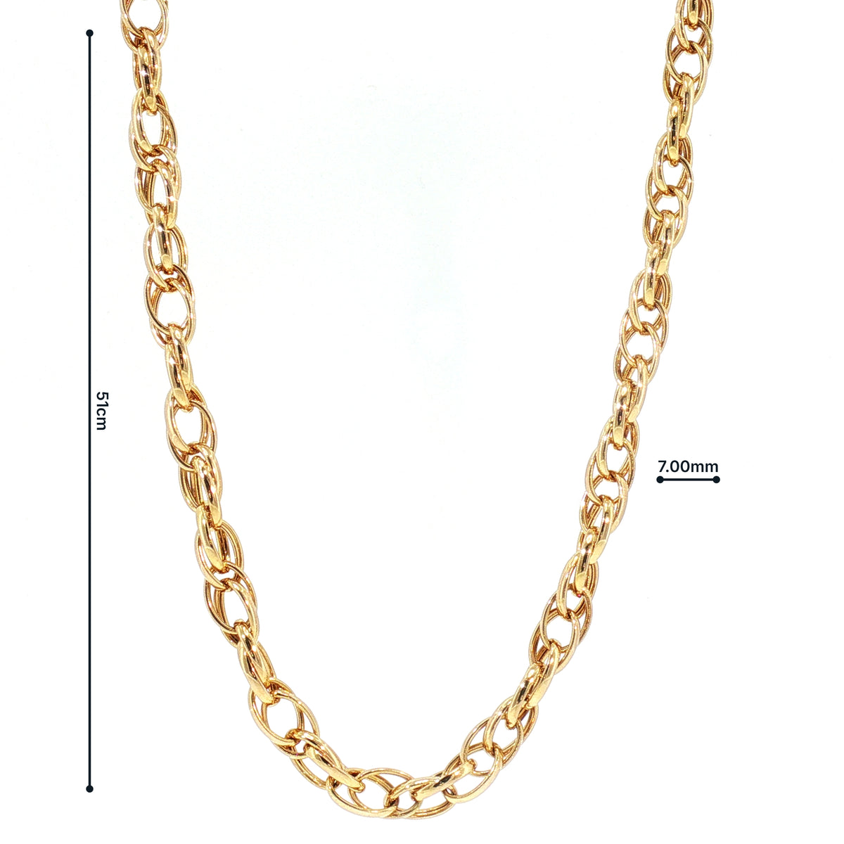 Vintage 20" Open Rope Style Chain in 9ct Yellow Gold