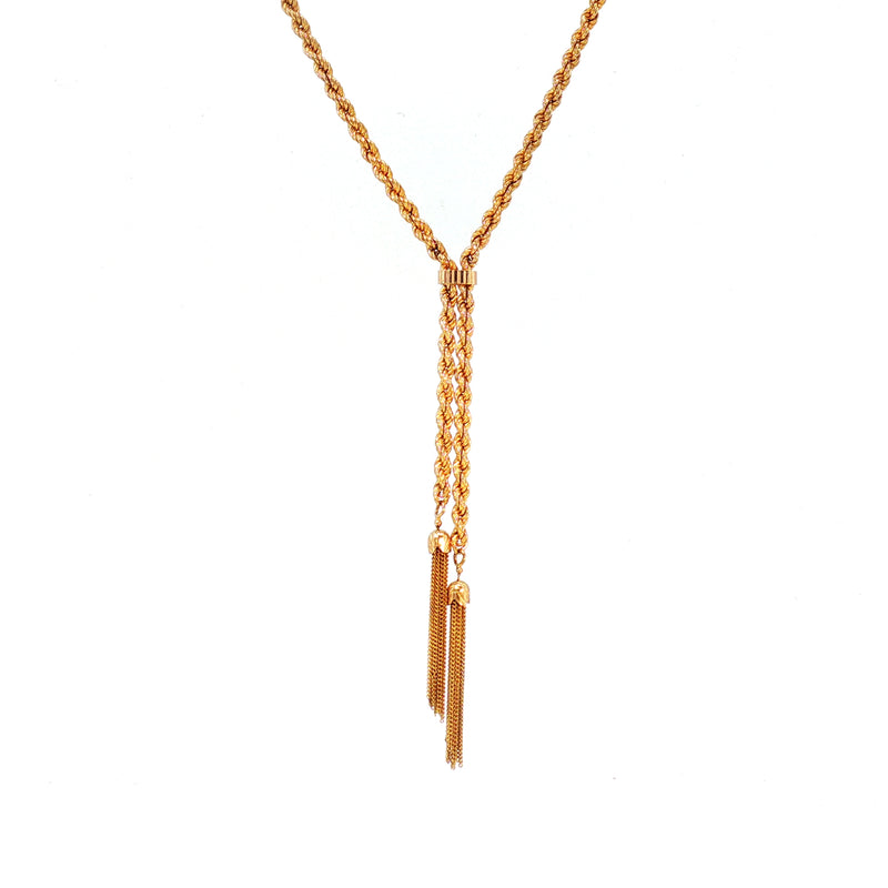 Vintage 16" Rope Chain With Two Tassels in 9ct Yellow Gold