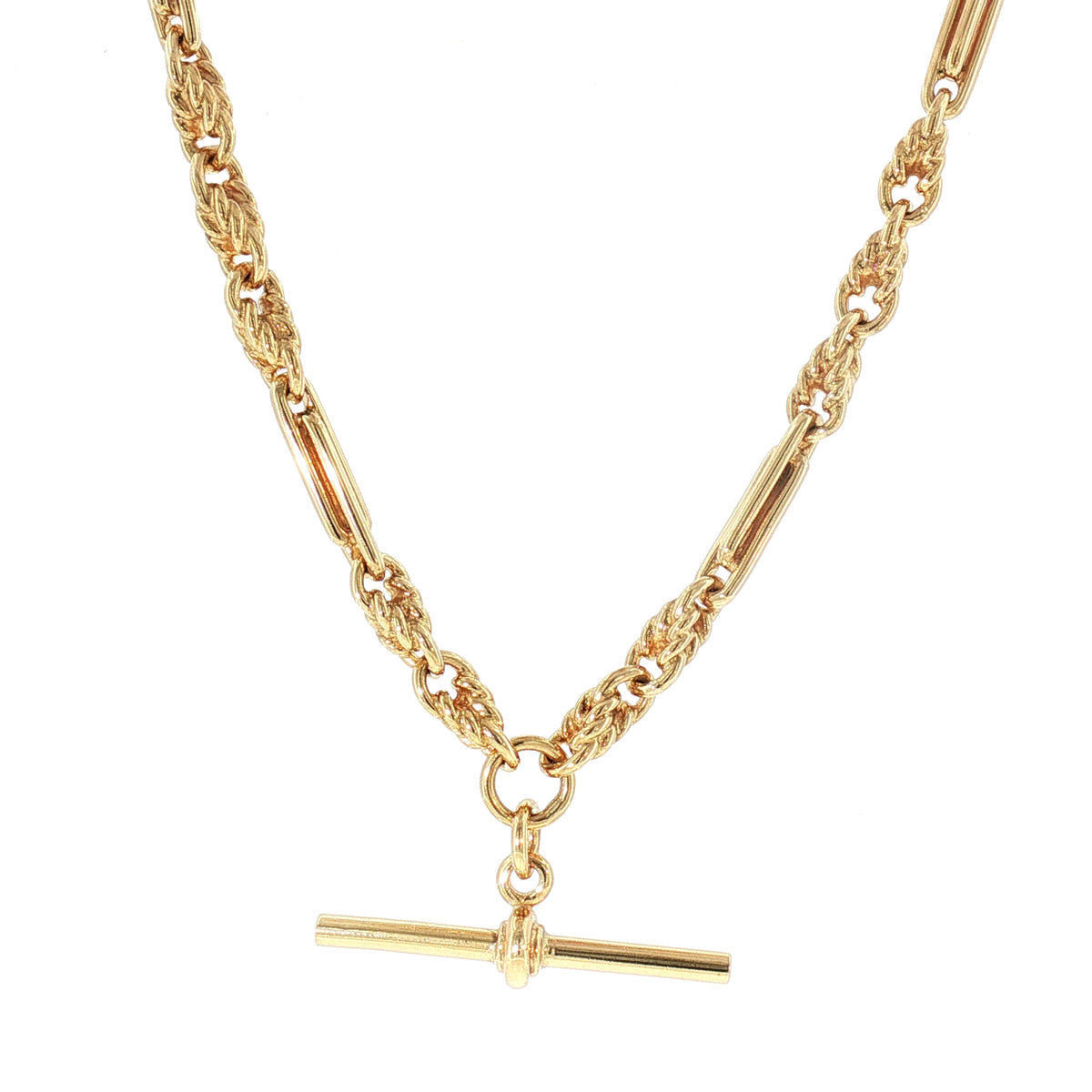 Vintage 19" Trombone Link Albert Chain in 9ct Yellow Gold
