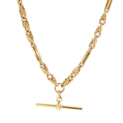 Vintage 19" Trombone Link Albert Chain in 9ct Yellow Gold