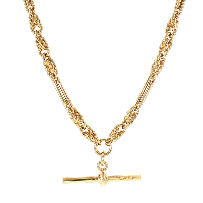 Vintage 19" Trombone Link Albert Chain in 9ct Yellow Gold