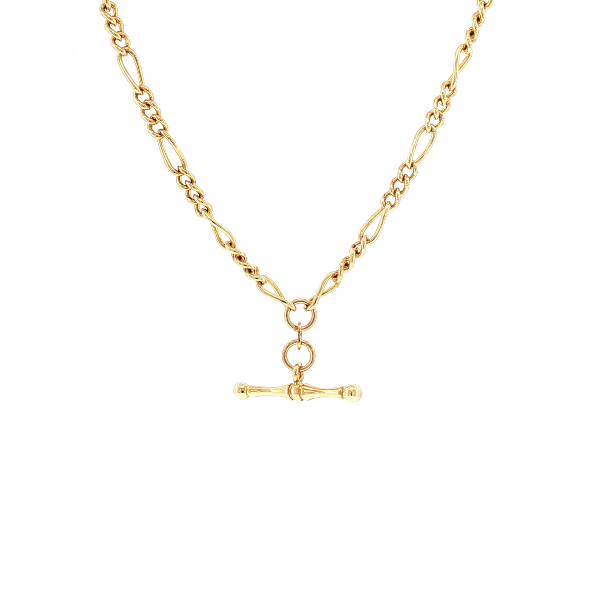 Vintage Figaro Chain with T-Bar in 9ct Yellow Gold