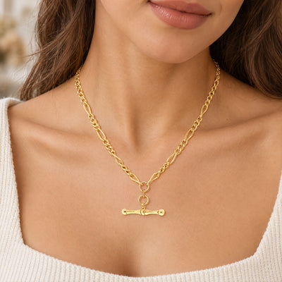 Vintage Figaro Chain with T-Bar in 9ct Yellow Gold