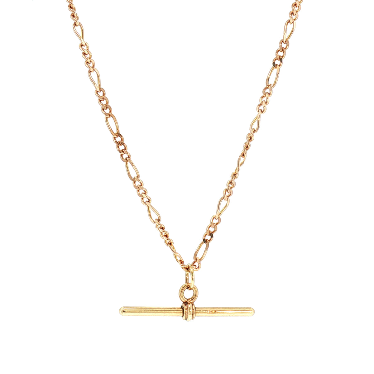 Vintage Figaro Style Chain With T-Bar in 9ct Yellow Gold