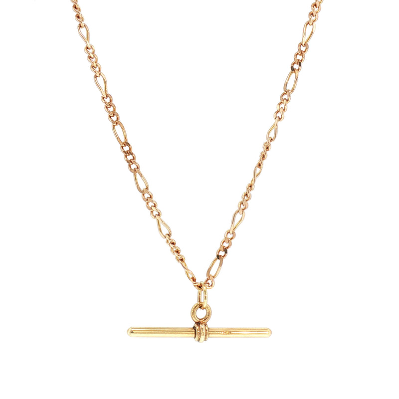 Vintage Figaro Style Chain With T-Bar in 9ct Yellow Gold
