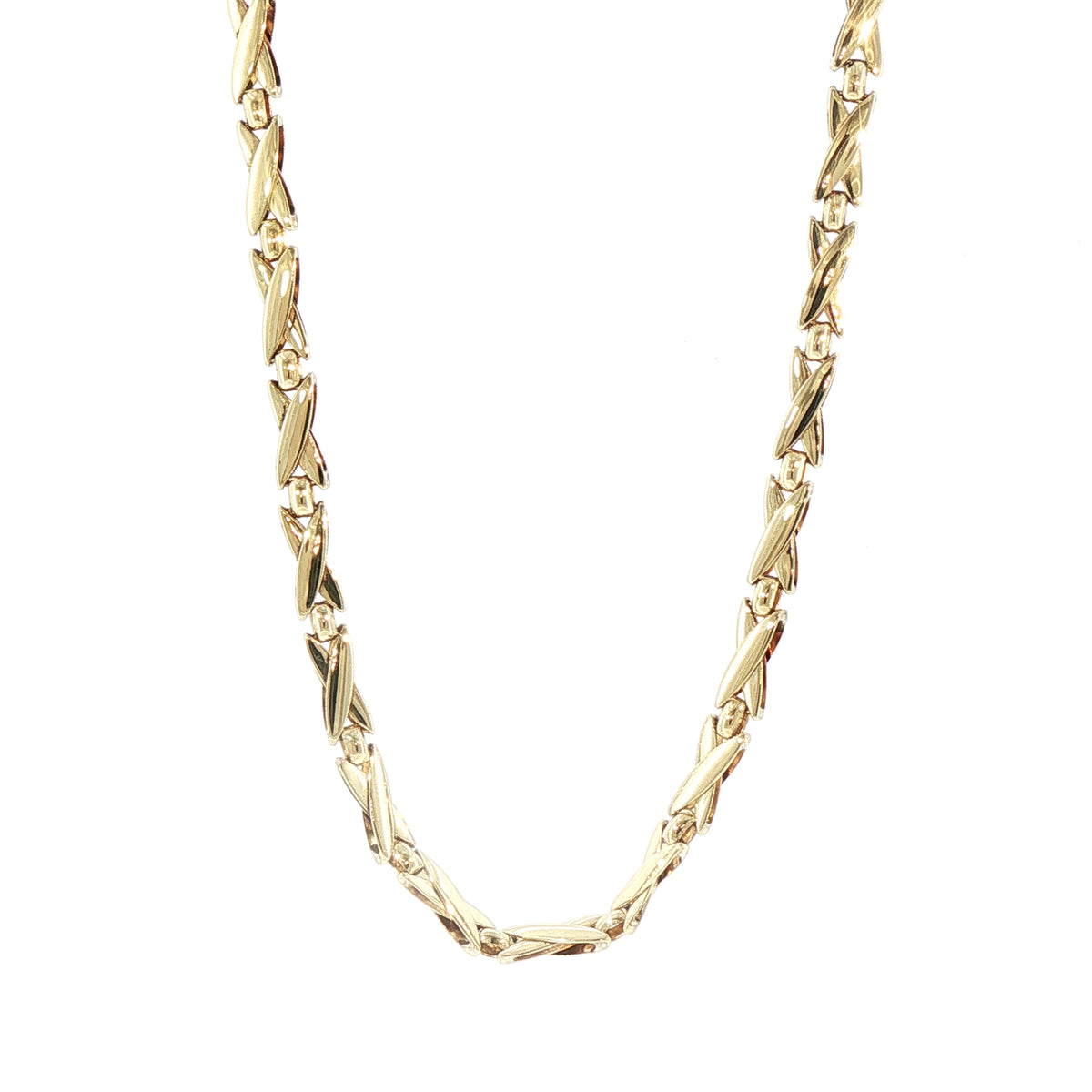 Vintage X Design Link Chain Necklace in 9ct Yellow Gold