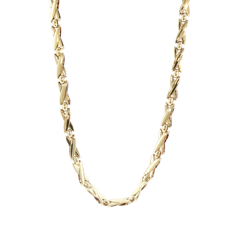 Vintage X Design Link Chain Necklace in 9ct Yellow Gold