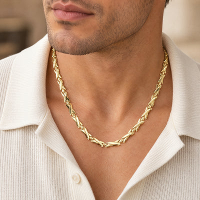 Vintage X Design Link Chain Necklace in 9ct Yellow Gold