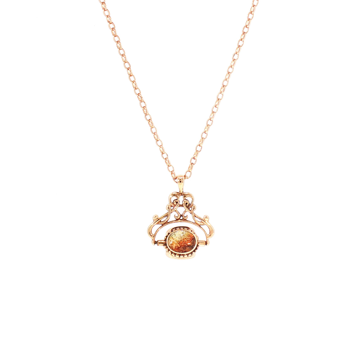 Vintage Belcher Chain with Three Sided Fob in 9ct Rose Gold