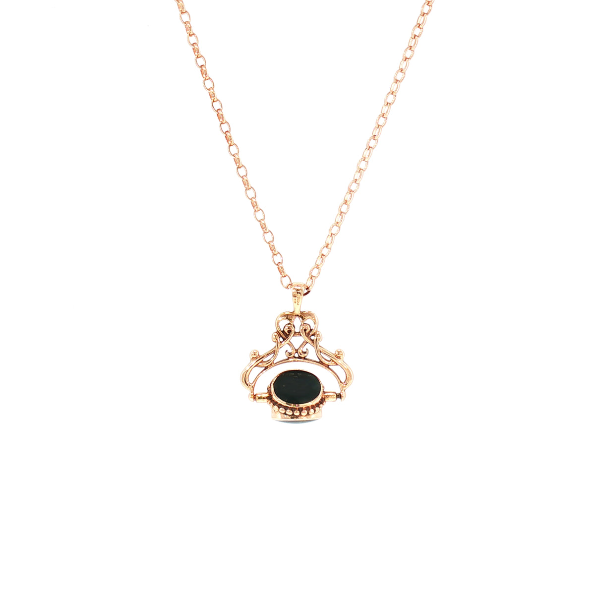 Vintage Belcher Chain with Three Sided Fob in 9ct Rose Gold