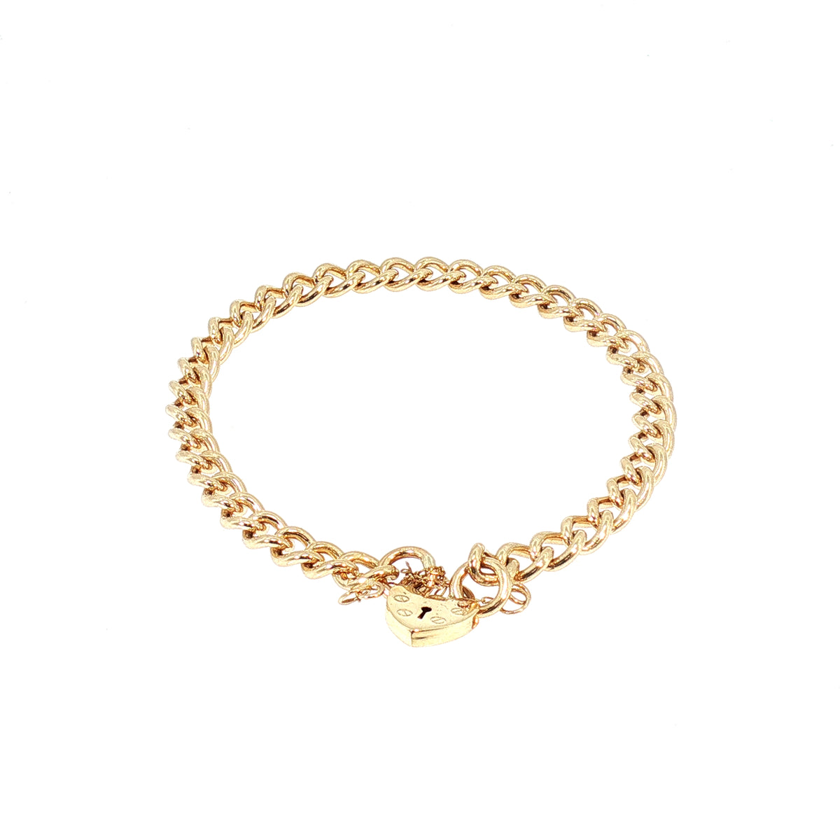 Vintage Curb Link Bracelet with Padlock in 9ct Yellow Gold