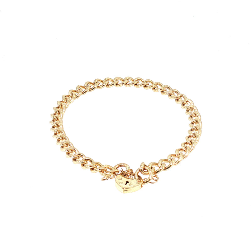 Vintage Curb Link Bracelet with Padlock in 9ct Yellow Gold