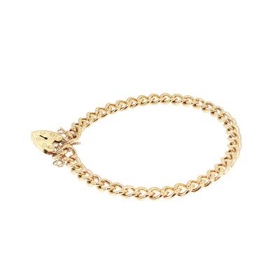 Vintage Curb Link Bracelet with Padlock in 9ct Yellow Gold