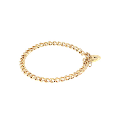 Vintage Curb Link Bracelet with Padlock in 9ct Yellow Gold