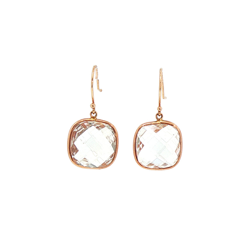 White Topaz Earrings in 14ct Rose Gold