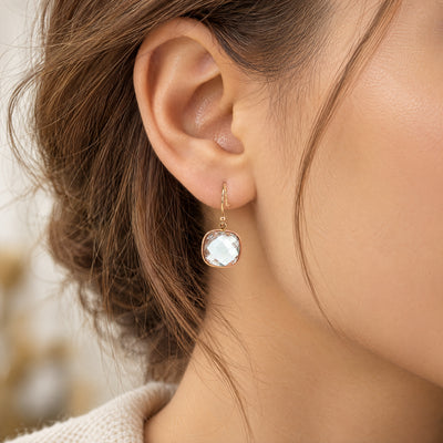 White Topaz Earrings in 14ct Rose Gold