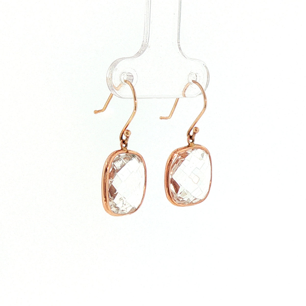 White Topaz Earrings in 14ct Rose Gold