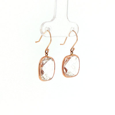 White Topaz Earrings in 14ct Rose Gold