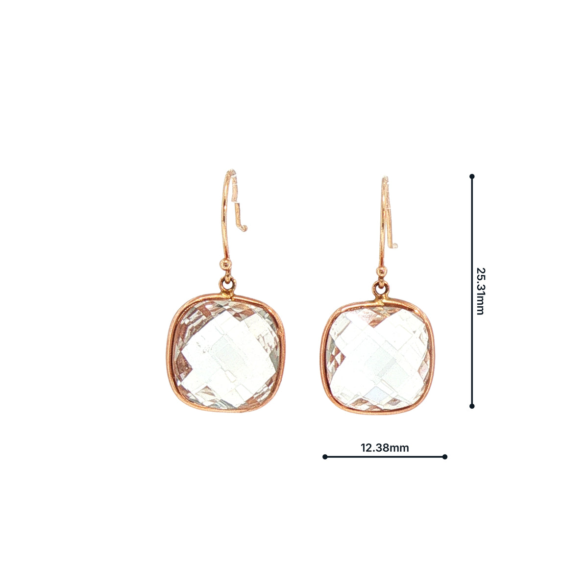 White Topaz Earrings in 14ct Rose Gold