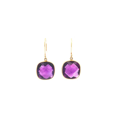 Amethyst Drop Earrings in 14ct Yellow Gold