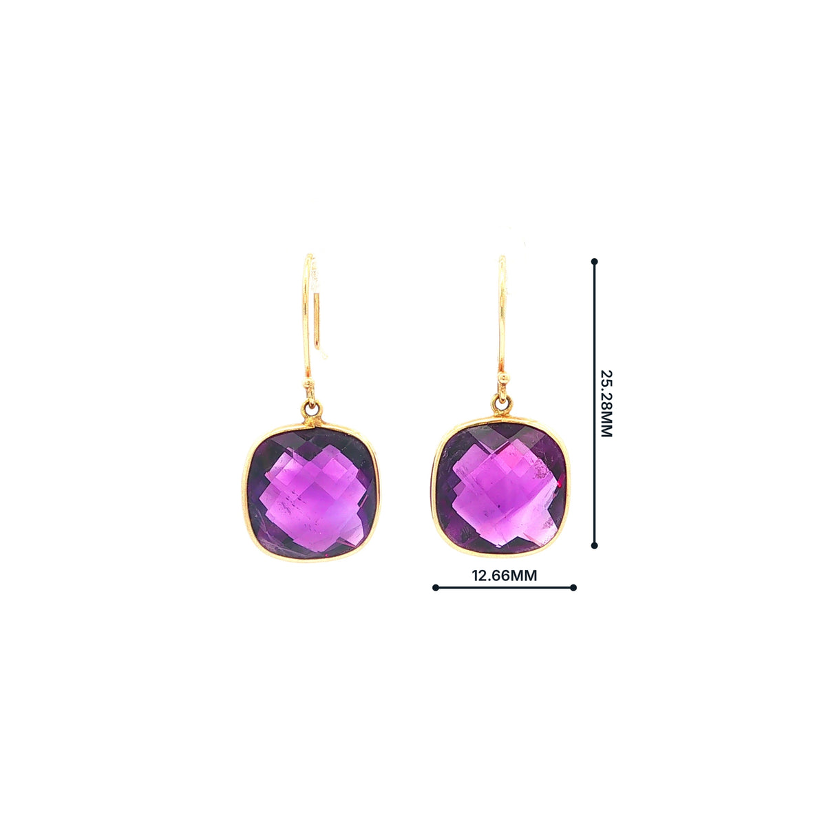 Amethyst Drop Earrings in 14ct Yellow Gold