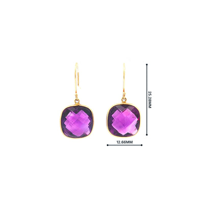 Amethyst Drop Earrings in 14ct Yellow Gold