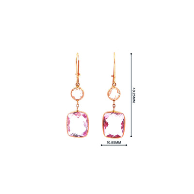 Amethyst & Cubic Zirconia Drop Earring in 14ct Rose Gold