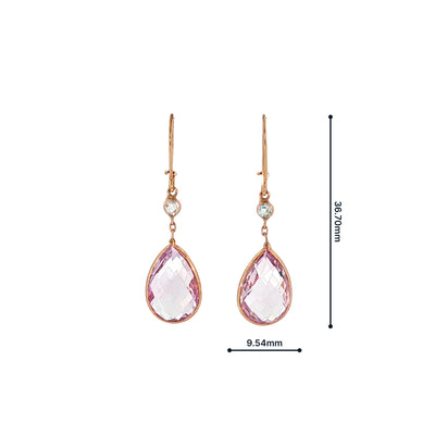 Pink Amethyst and White Topaz Earrings in 14ct Rose Gold