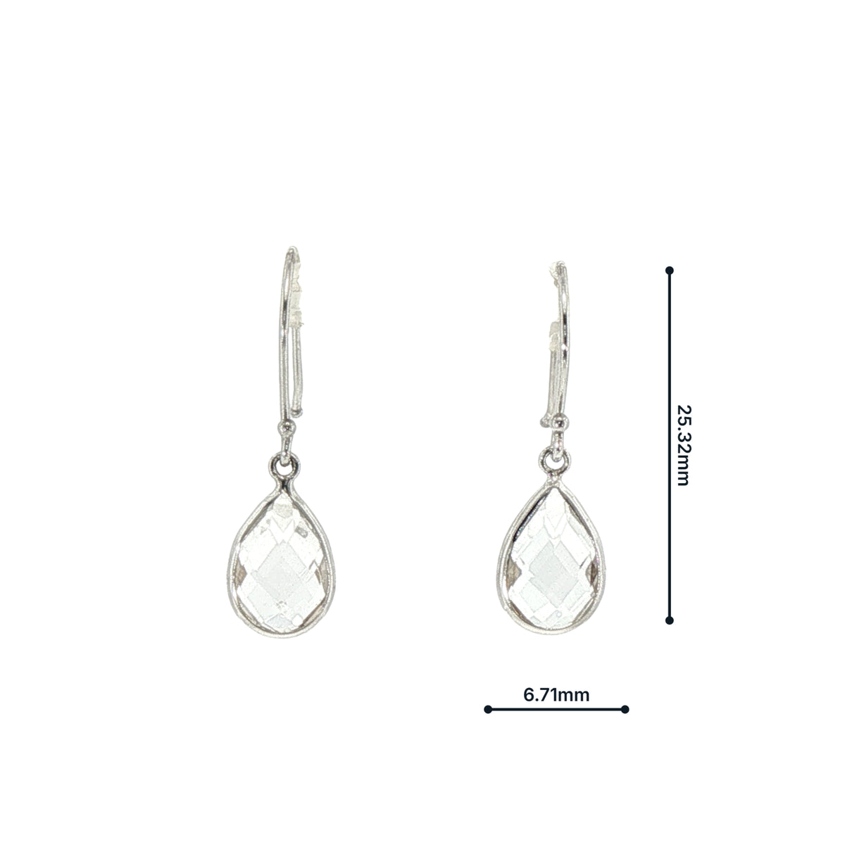 White Topaz Mini Pear Drop Earrings in 14ct White Gold