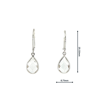 White Topaz Mini Pear Drop Earrings in 14ct White Gold