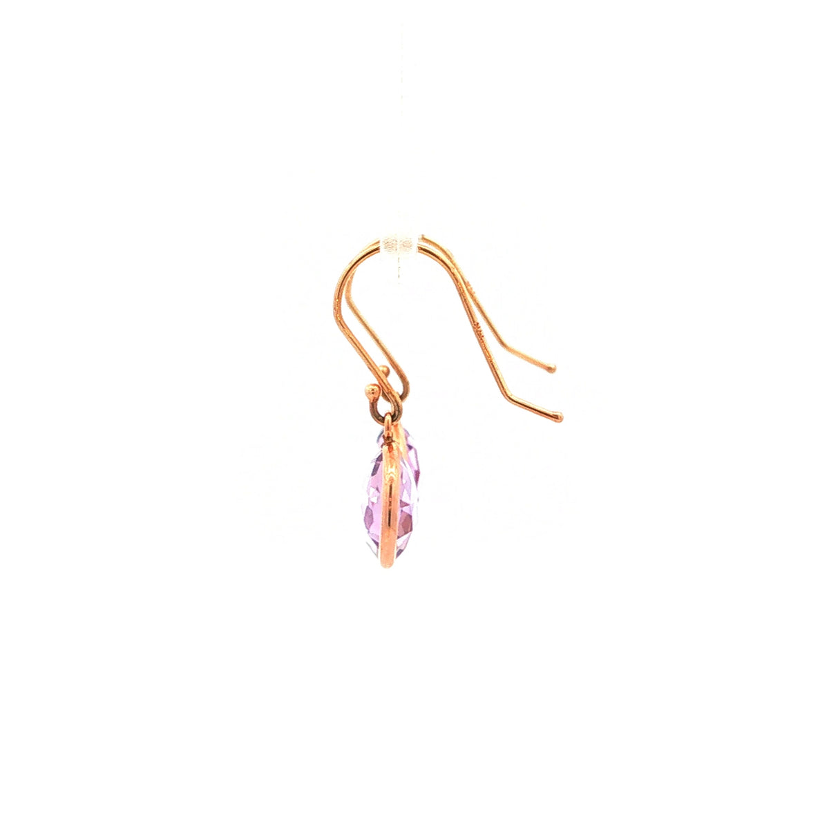 Round Amethyst Drop Earrings in 9ct Rose Gold