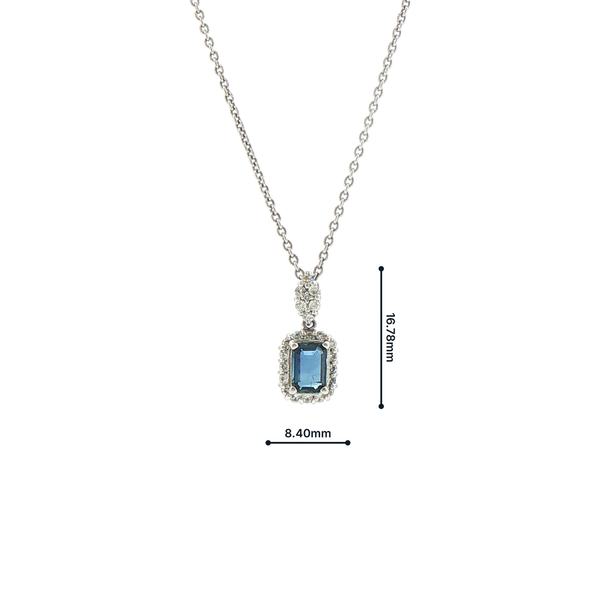 Vintage 0.91 Sapphire and 0.36 Diamond Halo Pendant Necklace