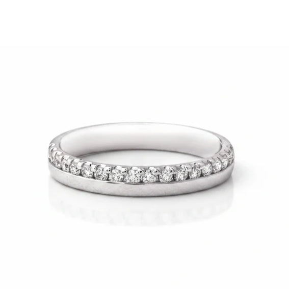0.20ct Natural Diamond Off-Set Wedding Band In 18ct White Gold